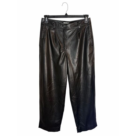 The Reset R Label Slouchy Vegan Leather Trouser Black Size M - Picture 4 of 12